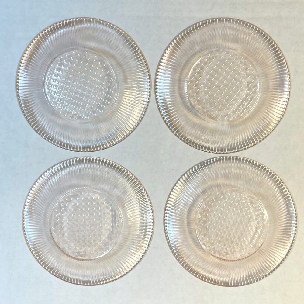 Vintage Jeannette Homespun Pink Child's Depression Glass Plates